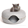 Double-layer composite structure Detachable Felt material washable Funny Cat Donut Tube Toy Cat Hole Tunnel Nest Bed Wholesale